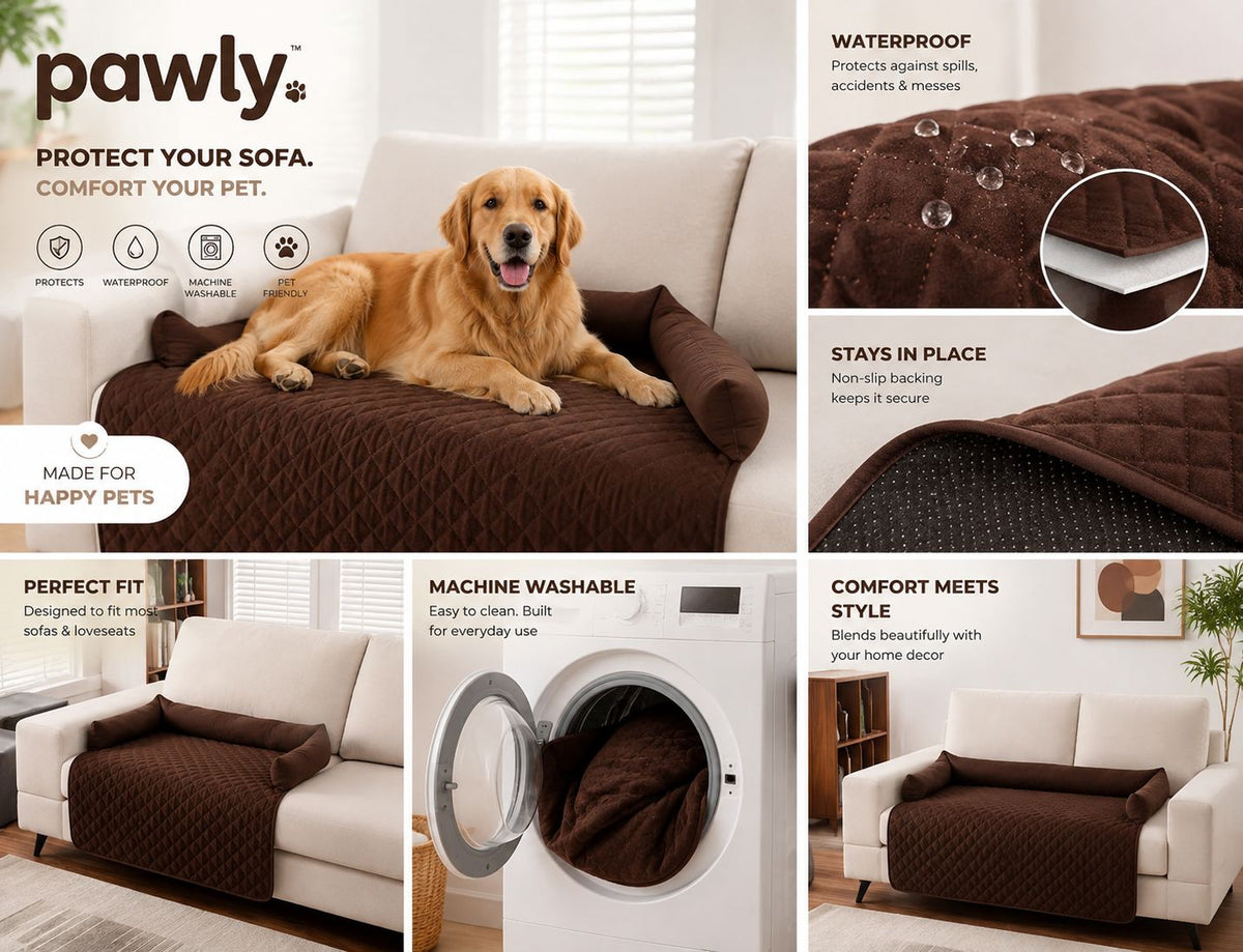 Pawly™ Calming Waterproof Couch Protector & Orthopedic Pet Bed